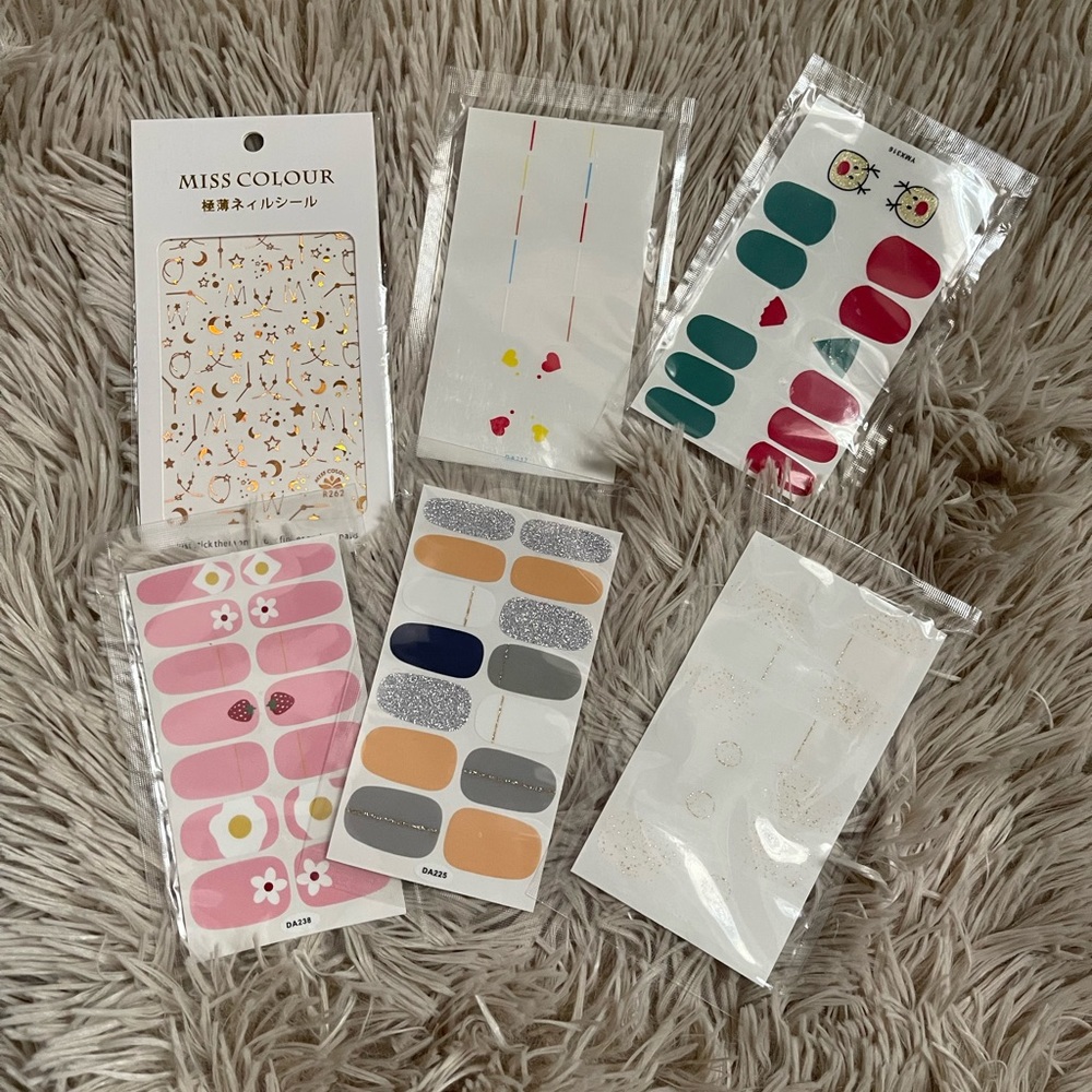 5 Sheets Full Nail Wraps Nail Polish Strips Stickers DIY & 1 sheet nail sticker